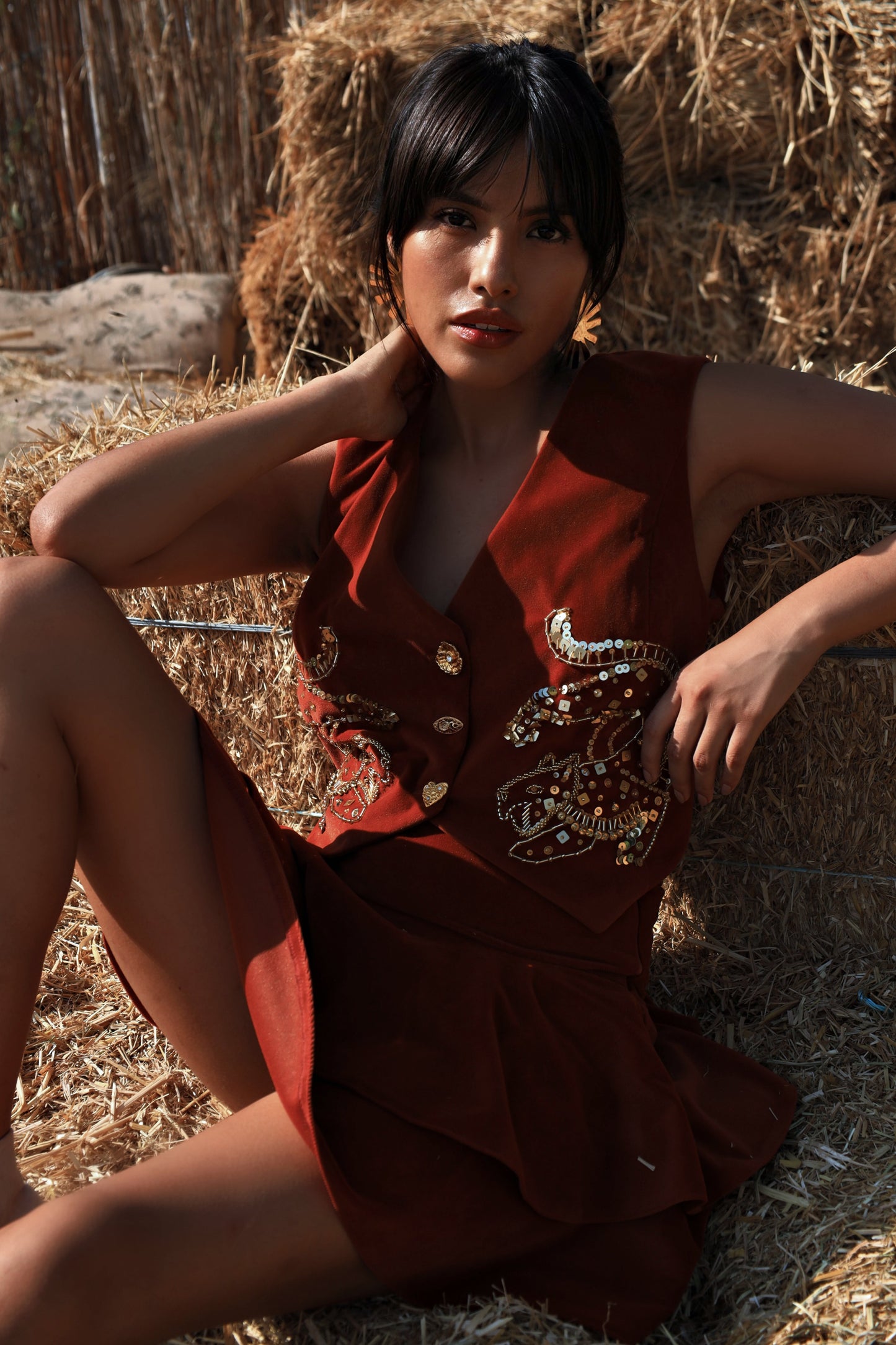 Golden Mafdet | Handmade Beaded Vest