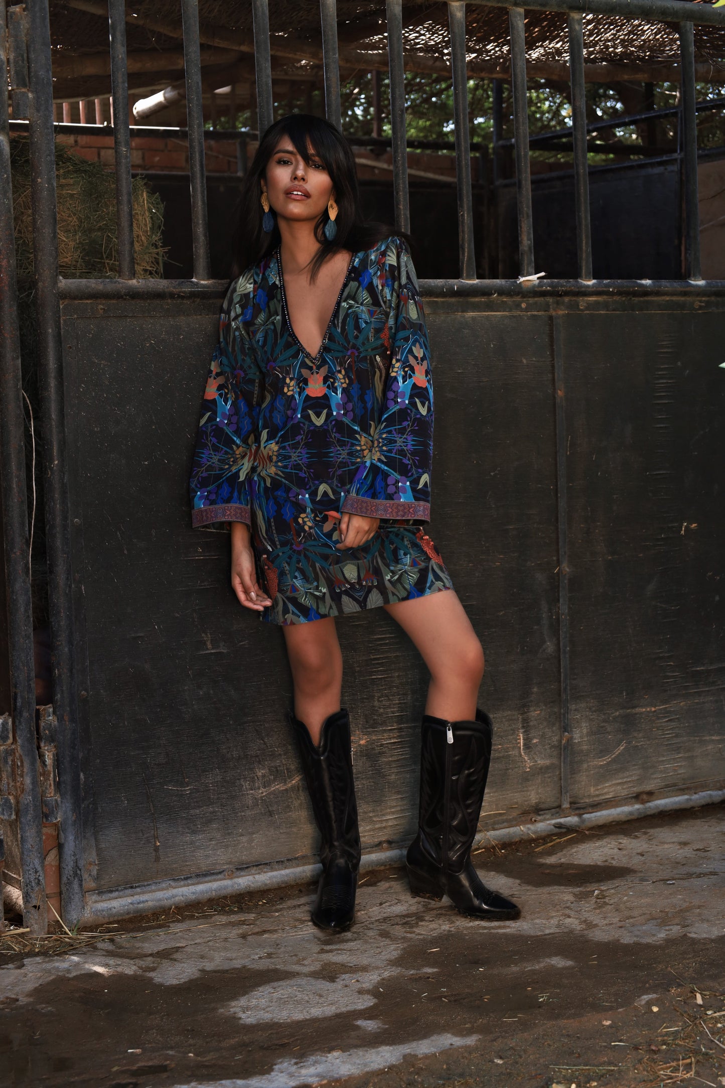 The Verdant Oasis | Velvet Beaded Dress