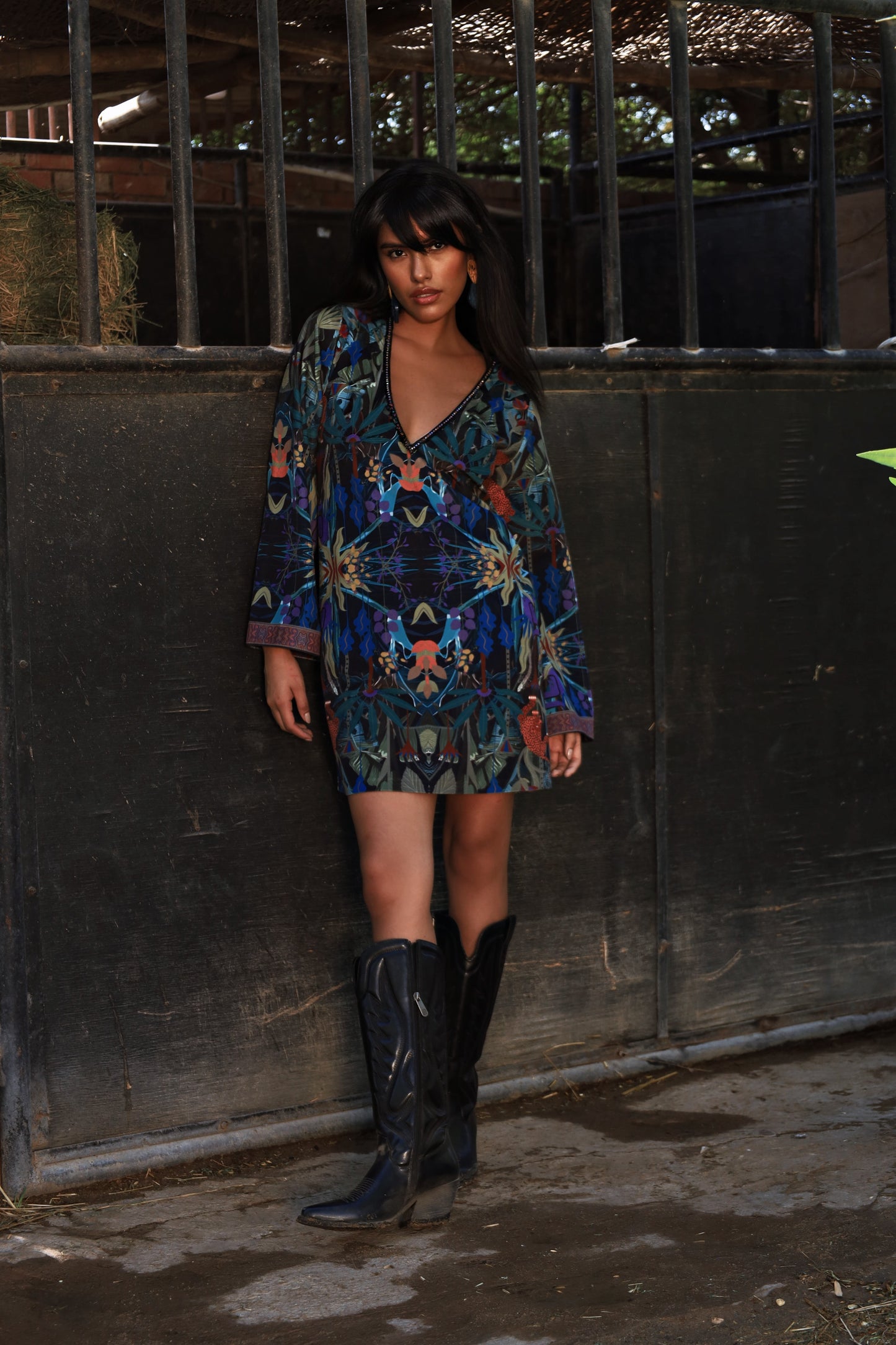 The Verdant Oasis | Velvet Beaded Dress