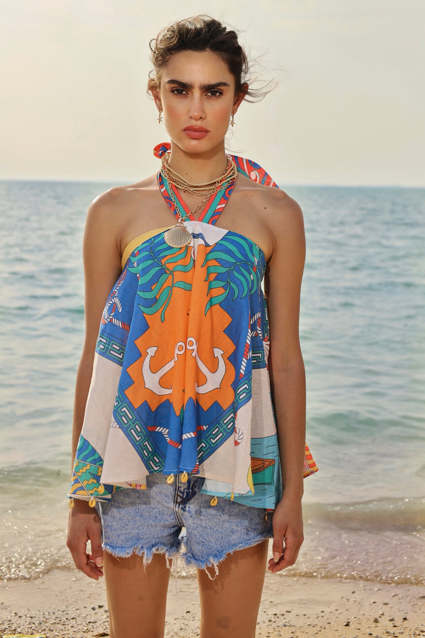 Seashell Sol | Halter Linen Top