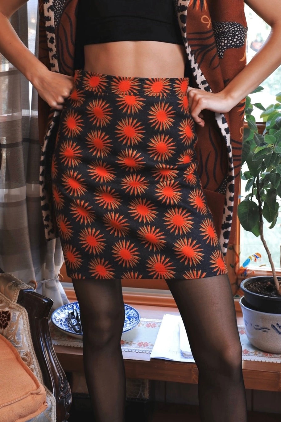 The Fiery Sun | Black Wool Skirt