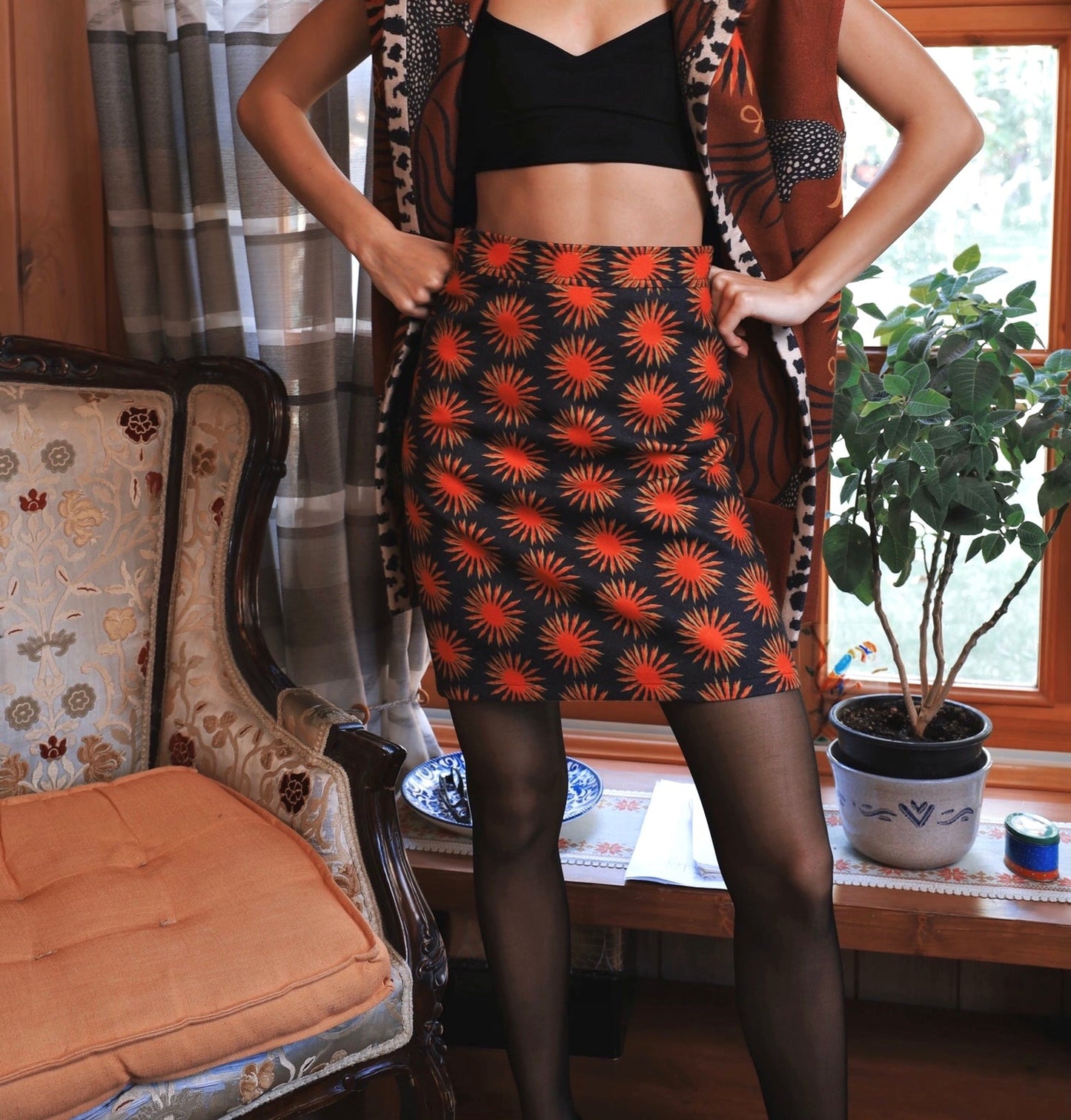 The Fiery Sun | Black Wool Skirt