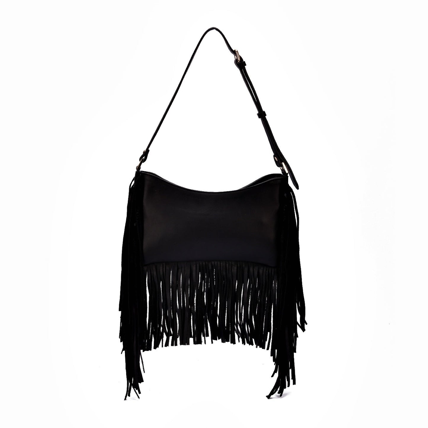 Bound in Light | Black Fringe Leather Bag
