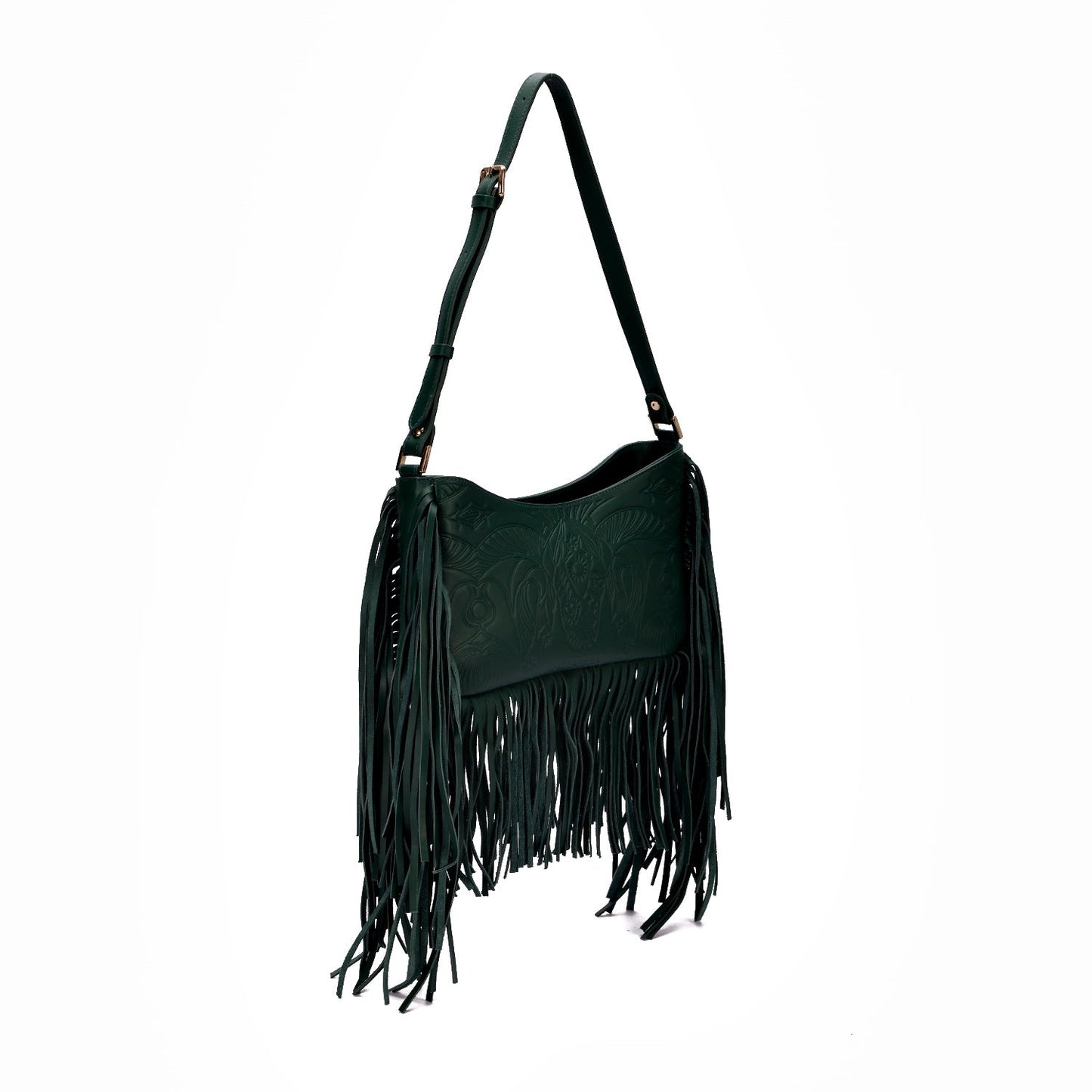 Bound in Light | Green Fringe Leather Bag